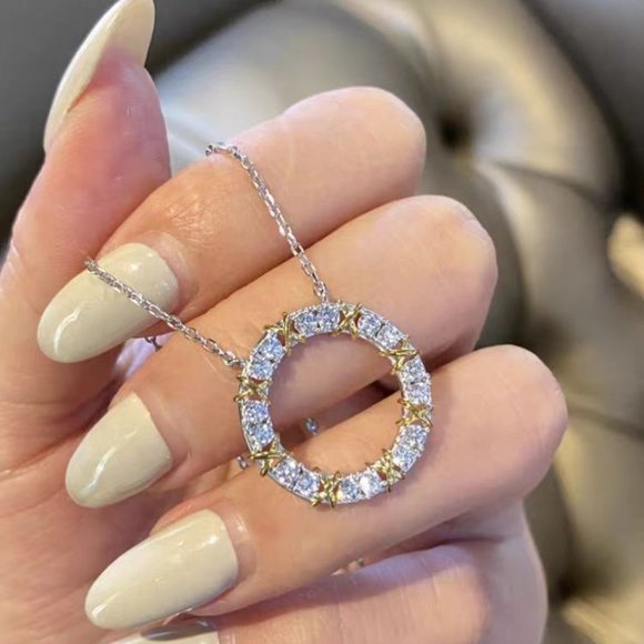 Zircon Flower Fork Necklace - Picture 2 of 7